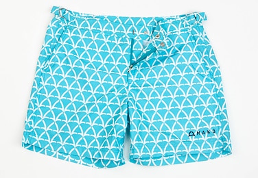 Mako Beach Shorts - Logo Print - Turquoise